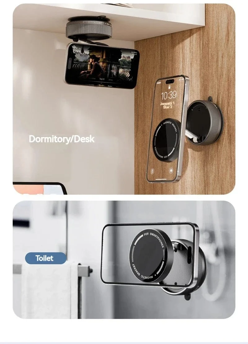 Vakuum-Magnet-Autotelefonhalter, faltbarer Saugnapf, Küchenspiegel, Fitnessstudio, Bad, Dusche für iPhone 16 15 14 13 12 11 Pro Max Samsung