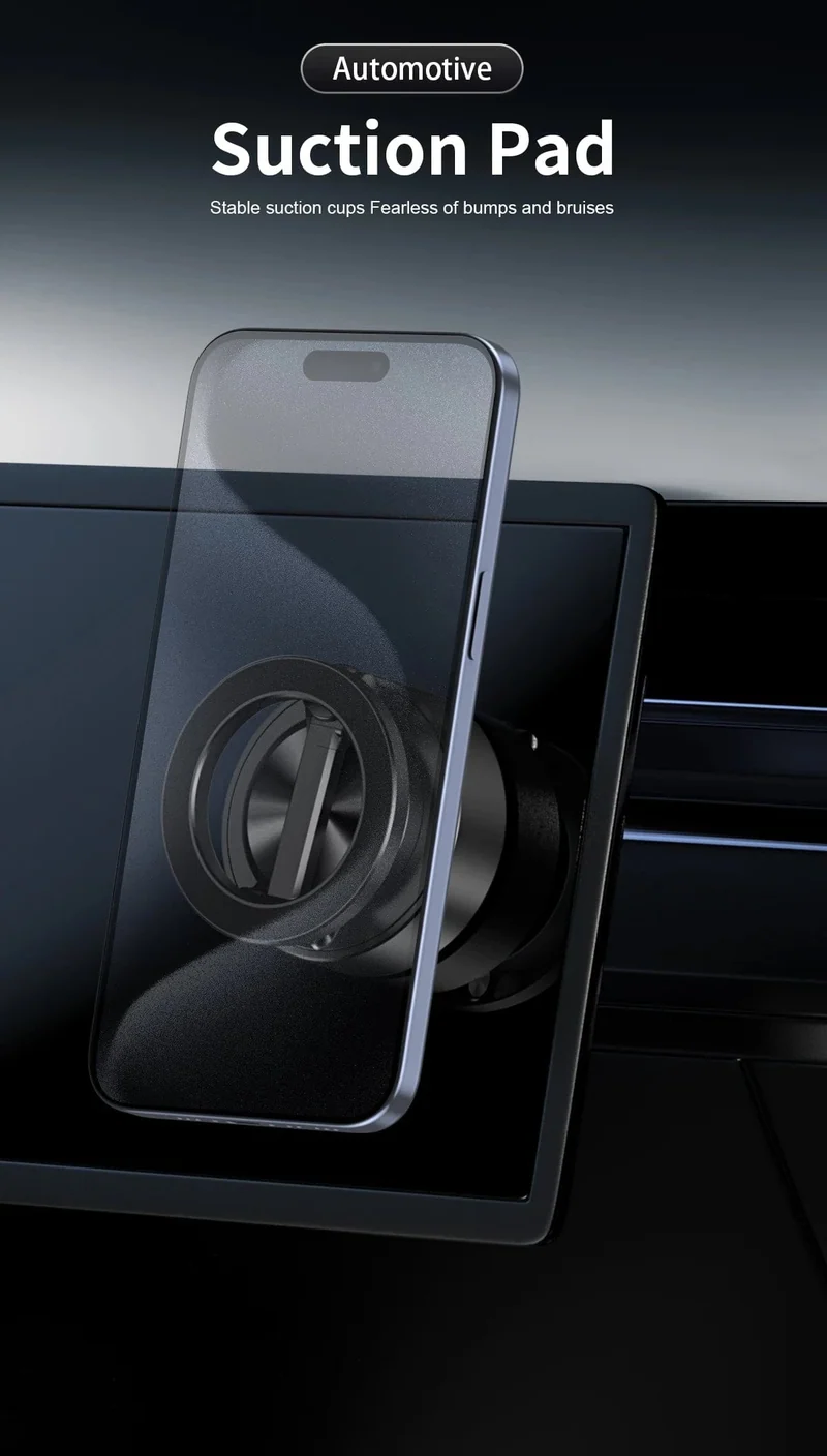 Doppelseitige Autotelefonhalterung, magnetische Vakuum-Adsorptionshalterung mit kabellosem Ladegerät, 360 Grad drehbarer Autotelefonständer