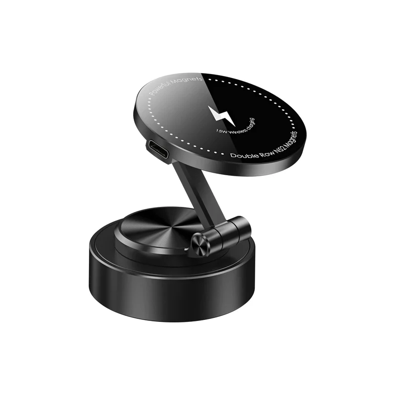 Doppelseitige Autotelefonhalterung, magnetische Vakuum-Adsorptionshalterung mit kabellosem Ladegerät, 360 Grad drehbarer Autotelefonständer