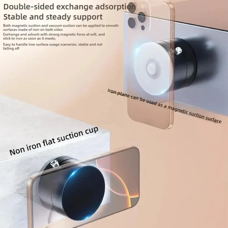 Magnetische Telefonhalterung mit Vakuumadsorption und Saugnapf, doppelseitig, freihändig, magnetischer Handyhalter für Auto/Fitnessstudio/Spiegel/Smoot