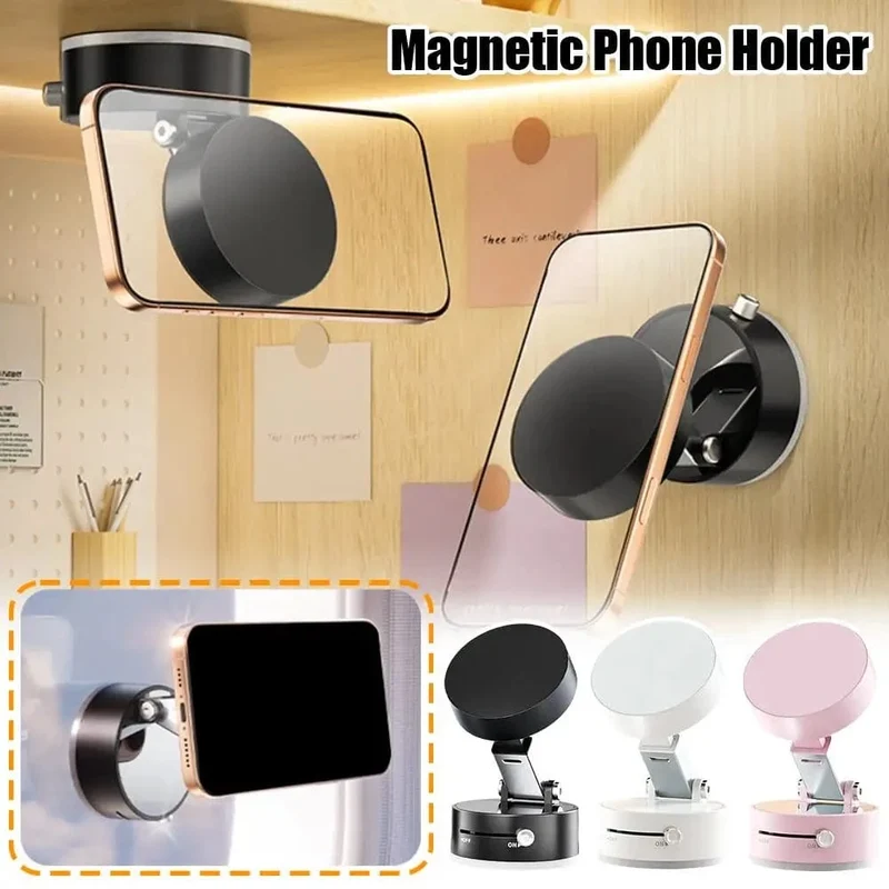 Magnetische Telefonhalterung mit Vakuumadsorption und Saugnapf, doppelseitig, freihändig, magnetischer Handyhalter für Auto/Fitnessstudio/Spiegel/Smoot