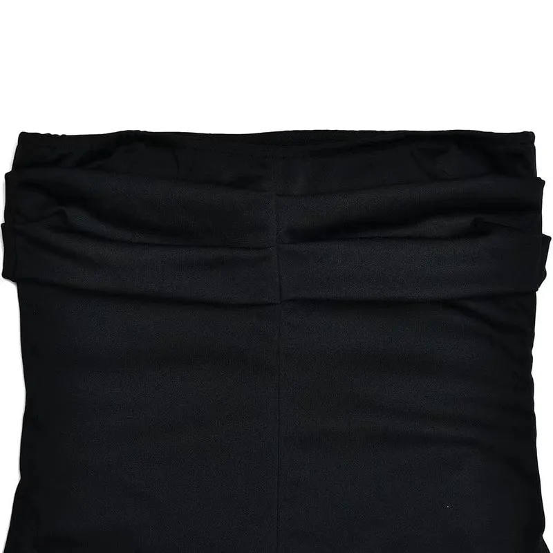 Schwarzes schulterfreies, trägerloses, rückenfreies Maxikleid mit hohem Schlitz für Frauen, ärmellos, figurbetont, Clubparty, Abendkleid, langes Kleid