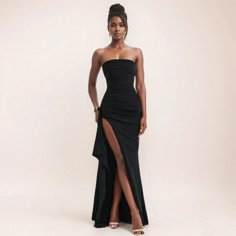 2024 sommer Slash Neck Liebsten Party Abendkleid Casual Ärmelloses High Slit Langes Kleid Elegante Backless Sexy Kleid Vestidos