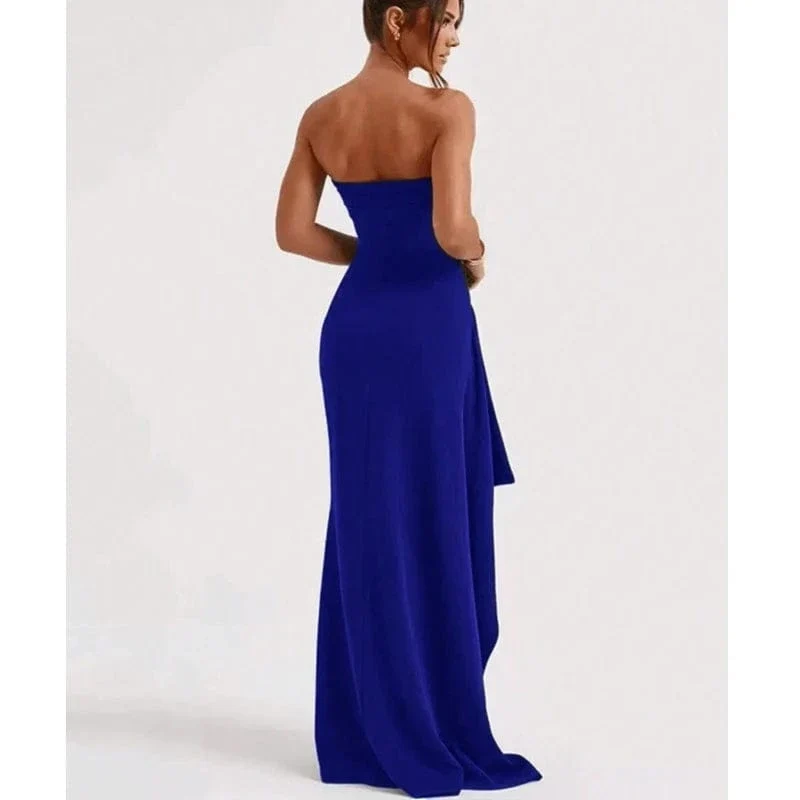 2024 sommer Slash Neck Liebsten Party Abendkleid Casual Ärmelloses High Slit Langes Kleid Elegante Backless Sexy Kleid Vestidos