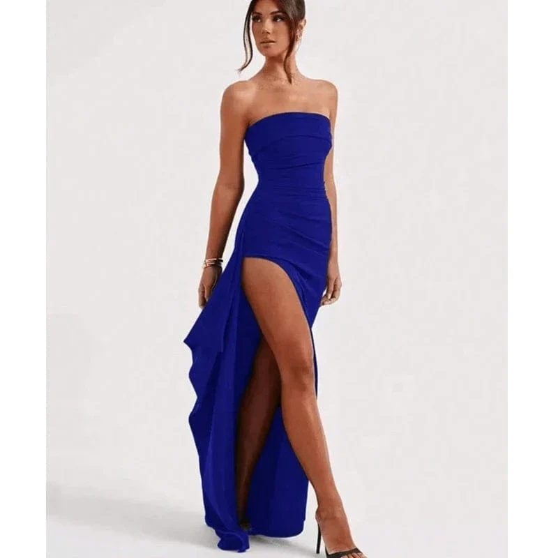 2024 sommer Slash Neck Liebsten Party Abendkleid Casual Ärmelloses High Slit Langes Kleid Elegante Backless Sexy Kleid Vestidos