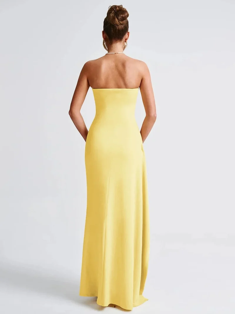 Giyu Sexy Club Abend Party Kleider Frauen 2025 Sommer Slash Neck Backless Rüschen Split Maxi Langes Kleid Elegante Bodycon Robe