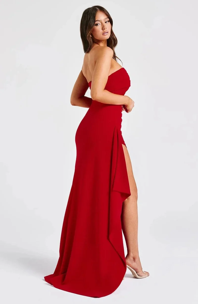Giyu Sexy Club Abend Party Kleider Frauen 2025 Sommer Slash Neck Backless Rüschen Split Maxi Langes Kleid Elegante Bodycon Robe