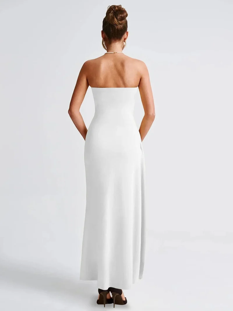 Giyu Sexy Club Abend Party Kleider Frauen 2025 Sommer Slash Neck Backless Rüschen Split Maxi Langes Kleid Elegante Bodycon Robe