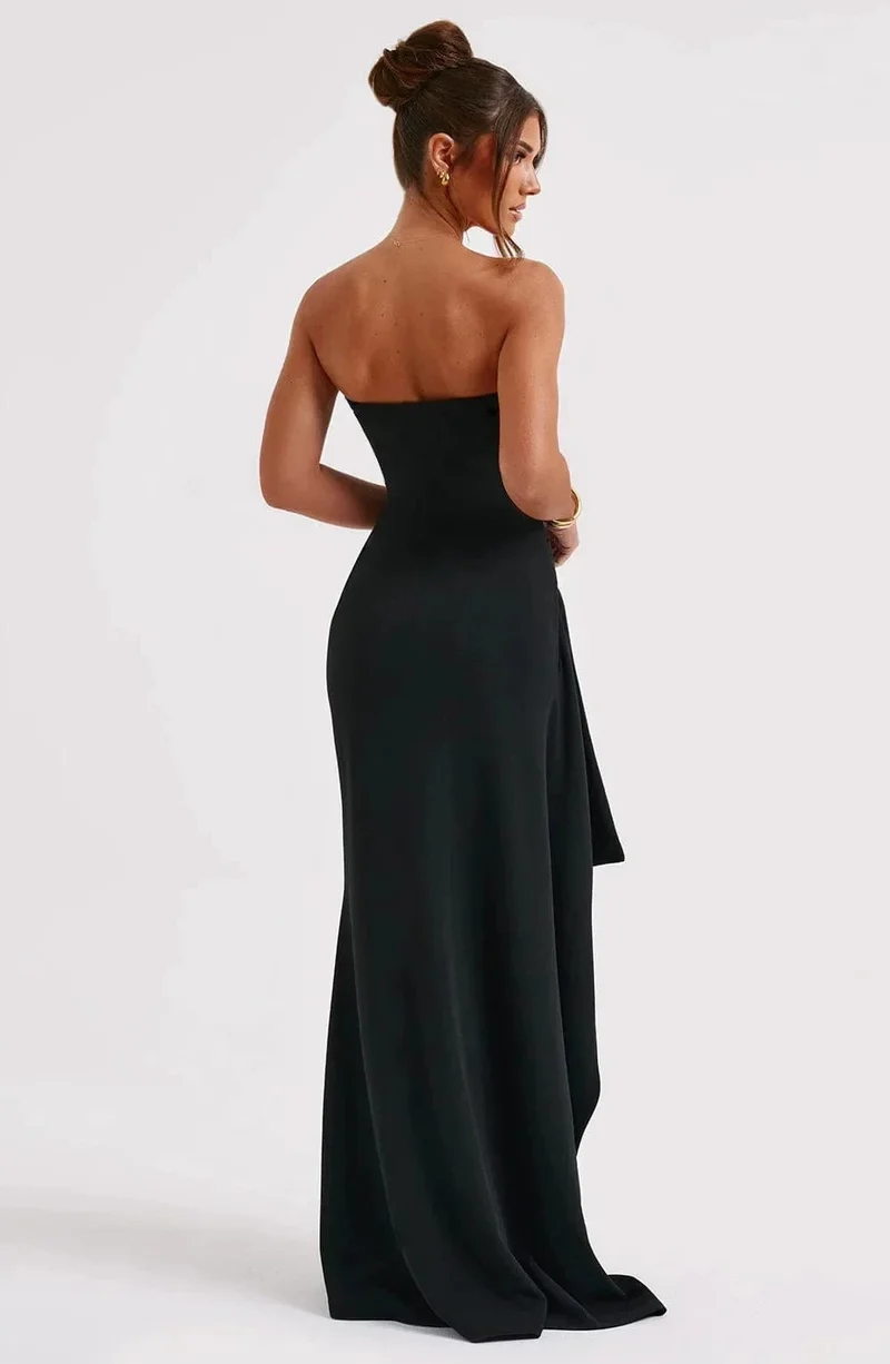 Giyu Sexy Club Abend Party Kleider Frauen 2025 Sommer Slash Neck Backless Rüschen Split Maxi Langes Kleid Elegante Bodycon Robe
