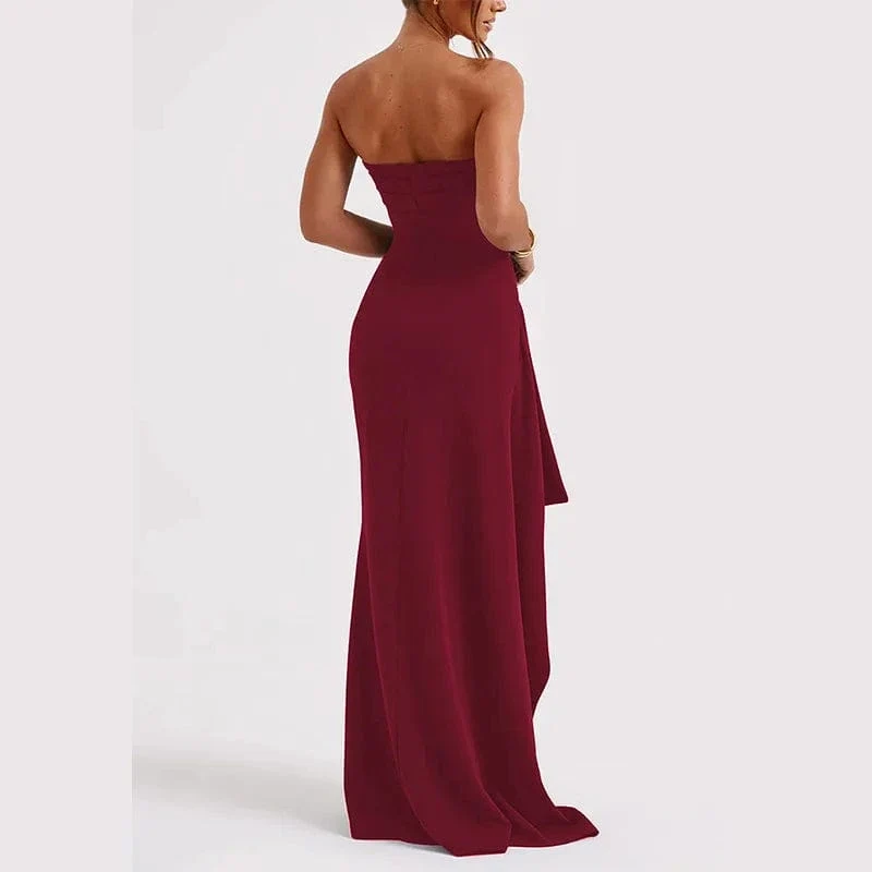 2025 frauen Sommer Slash Neck Liebsten Party Abendkleid Casual Ärmelloses Hohe Slit Langes Kleid Elegante Backless Sexy Kleid