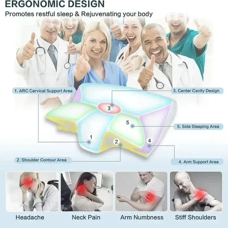 Releep Zervikales Nackenkissen zur Linderung von Nackenschmerzen, verstellbares Konturkissen zum Schlafen, ergonomisches Memory Foam-Kissen für Seitenschläfer