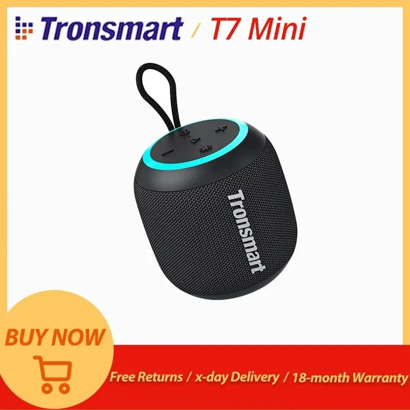 Tronsmart T7 Mini-Bluetooth-Lautsprecher, tragbarer Lautsprecher mit ausgewogenem Bass, IPX7 wasserdicht, LED-Modi für Camping im Freien