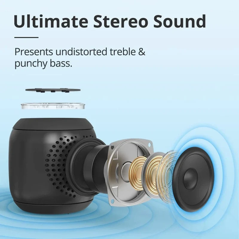 Tronsmart T7 Mini-Bluetooth-Lautsprecher, tragbarer Lautsprecher mit ausgewogenem Bass, IPX7 wasserdicht, LED-Modi für Camping im Freien