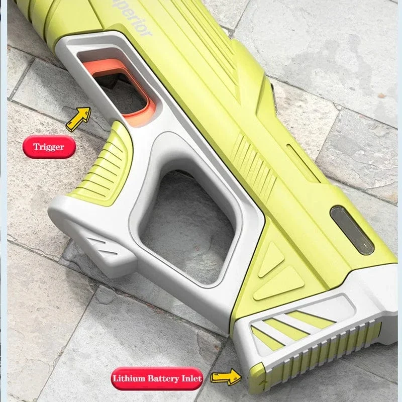 43 cm vollelektrisches automatisches Wasserspeicher-Waffenspielzeug, tragbares Kinder-Sommer-Strand-Outdoor-Kampf-Fantasie-Spielzeug für Jungen-Kinderspiel