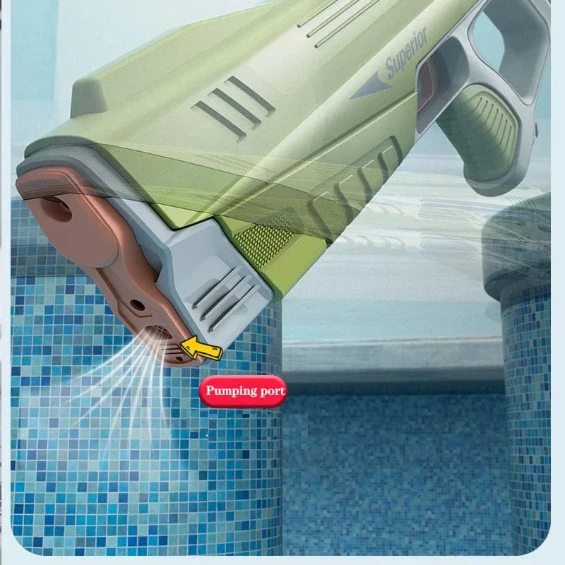 43 cm vollelektrisches automatisches Wasserspeicher-Waffenspielzeug, tragbares Kinder-Sommer-Strand-Outdoor-Kampf-Fantasie-Spielzeug für Jungen-Kinderspiel