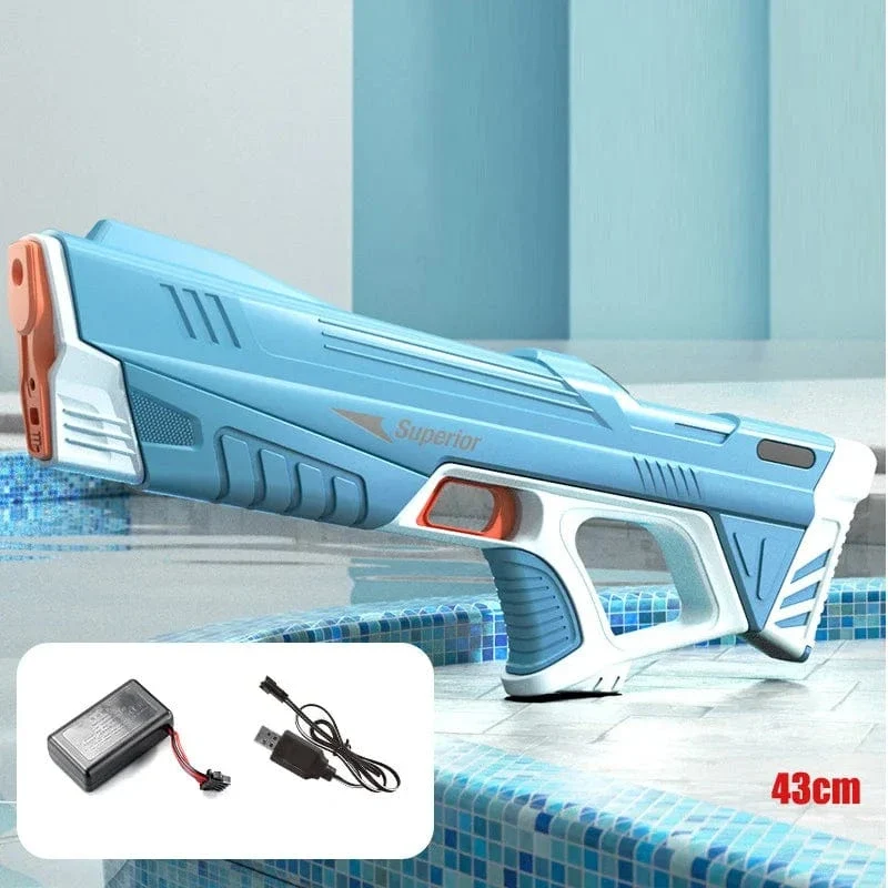43 cm vollelektrisches automatisches Wasserspeicher-Waffenspielzeug, tragbares Kinder-Sommer-Strand-Outdoor-Kampf-Fantasie-Spielzeug für Jungen-Kinderspiel
