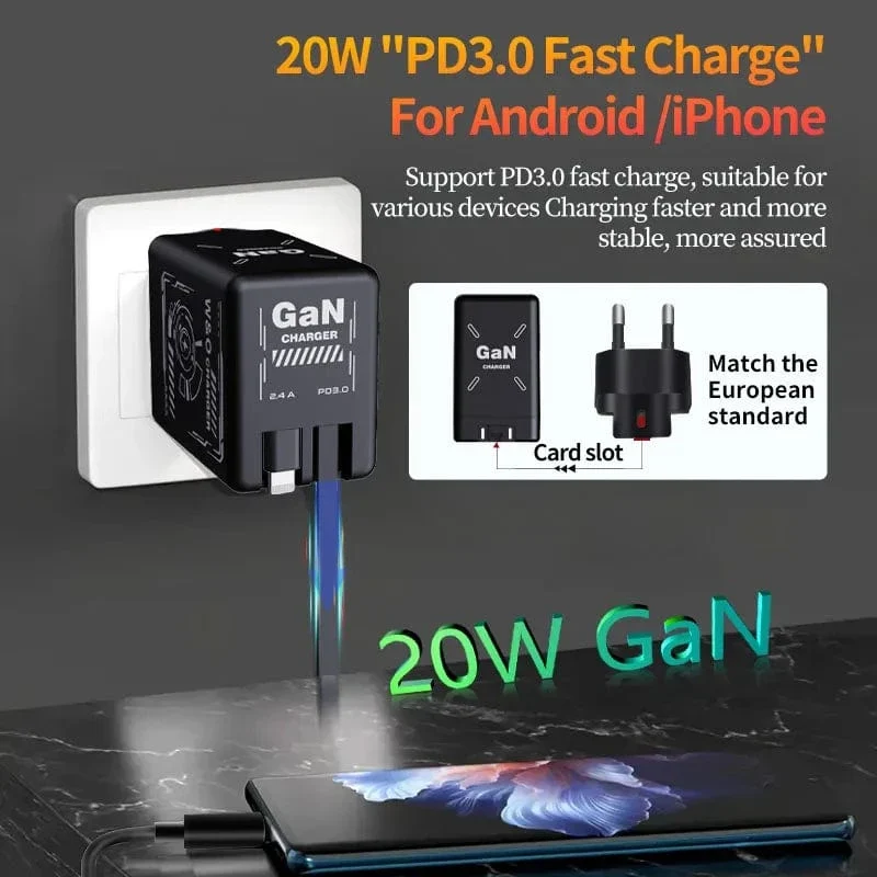 W&O GaN Schnellladekabel 20 W Typ C und Lightning Flüssigsilikonkabel für iPhone 14 15 Pro Max Xiaomi Realme Redmi