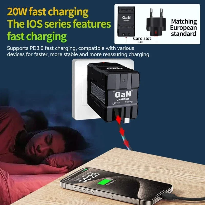 Xiaomi 120W GaN Schnellladegerät Kompatibel mit einziehbarem Typ-C und Lightning-Kabel Tragbarer Adapter für iPhone 16 iPad Macbook