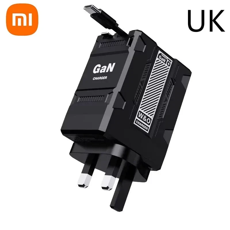 Xiaomi 120W GaN Schnellladegerät Kompatibel mit einziehbarem Typ-C und Lightning-Kabel Tragbarer Adapter für iPhone 16 iPad Macbook