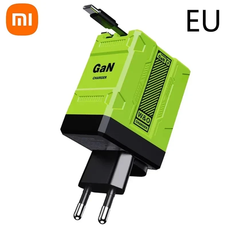 Xiaomi 120W GaN Schnellladegerät Kompatibel mit einziehbarem Typ-C und Lightning-Kabel Tragbarer Adapter für iPhone 16 iPad Macbook