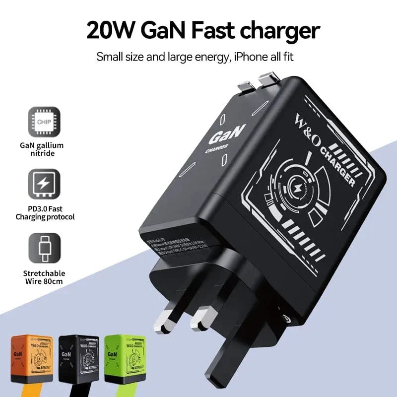 20W GaN Schnelllade-USB-C-Ladegerät Super Charge Adapter Multiprotokoll-Kompatibilität Ladegerät für Huawei iPhone Samsung Neu