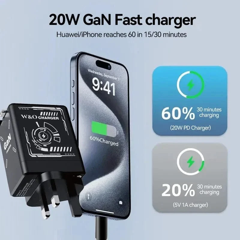 20W GaN Schnelllade-USB-C-Ladegerät Super Charge Adapter Multiprotokoll-Kompatibilität Ladegerät für Huawei iPhone Samsung Neu