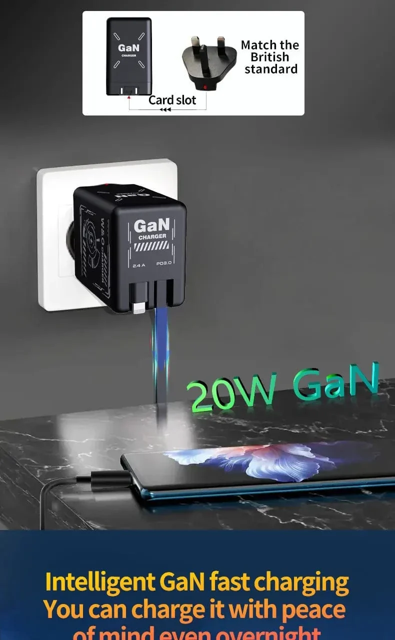 20W GaN Schnelllade-USB-C-Ladegerät Super Charge Adapter Multiprotokoll-Kompatibilität Ladegerät für Huawei iPhone Samsung Neu