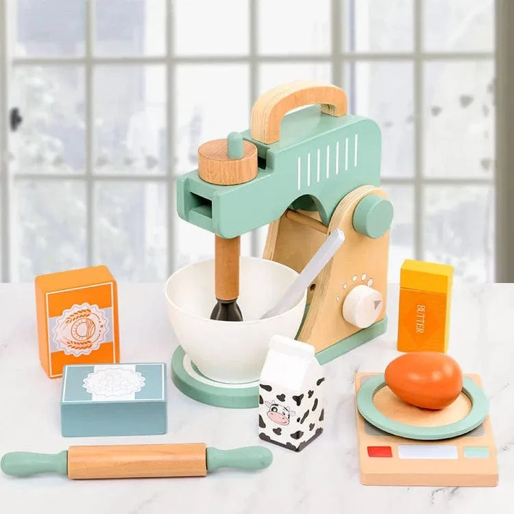 Holzspielzeug für Kinder, Kaffeemaschine, Spielzeug-Set, Kuchen, Eis, Teezeit, Spielset für Kleinkinder, Rollenspiel, Küchenzubehör, Geschenk für Kinder