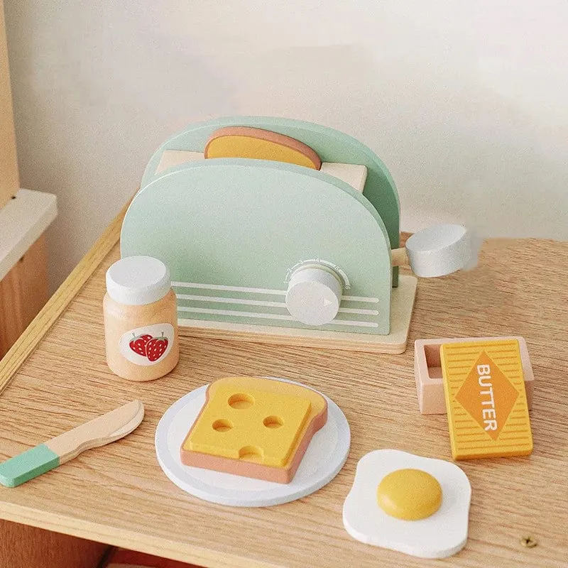 Holzspielzeug für Kinder, Kaffeemaschine, Spielzeug-Set, Kuchen, Eis, Teezeit, Spielset für Kleinkinder, Rollenspiel, Küchenzubehör, Geschenk für Kinder