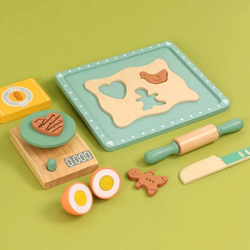 Holzspielzeug für Kinder, Kaffeemaschine, Spielzeug-Set, Kuchen, Eis, Teezeit, Spielset für Kleinkinder, Rollenspiel, Küchenzubehör, Geschenk für Kinder
