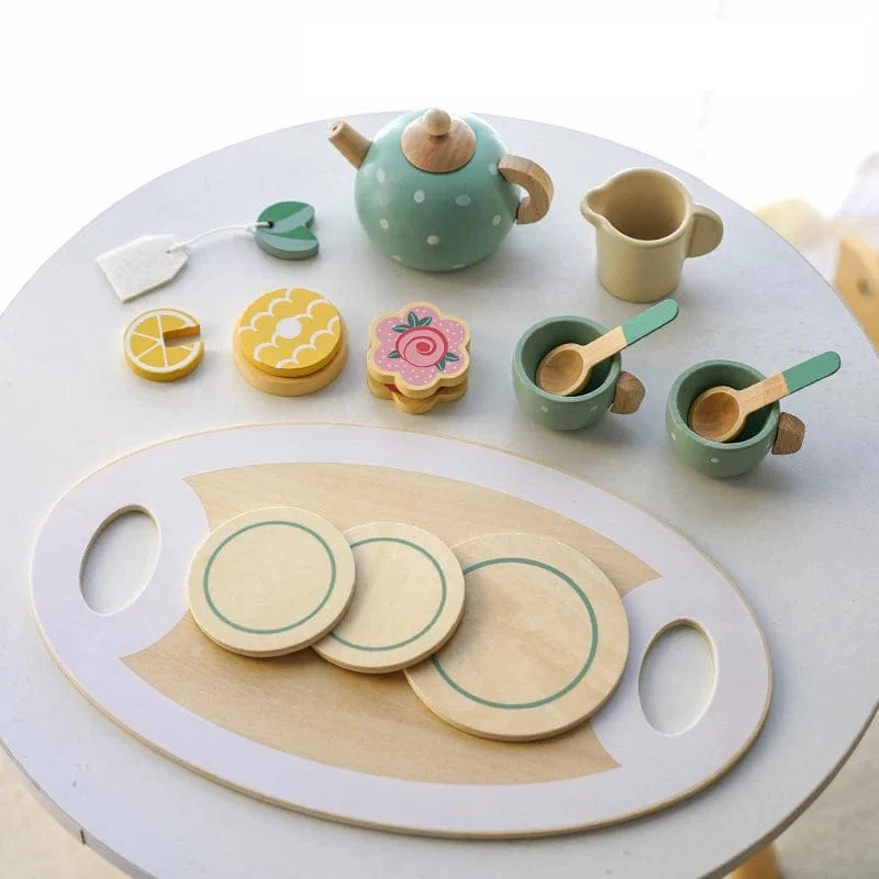 Holzspielzeug für Kinder, Kaffeemaschine, Spielzeug-Set, Kuchen, Eis, Teezeit, Spielset für Kleinkinder, Rollenspiel, Küchenzubehör, Geschenk für Kinder