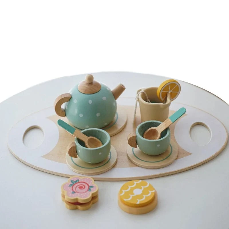Holzspielzeug für Kinder, Kaffeemaschine, Spielzeug-Set, Kuchen, Eis, Teezeit, Spielset für Kleinkinder, Rollenspiel, Küchenzubehör, Geschenk für Kinder