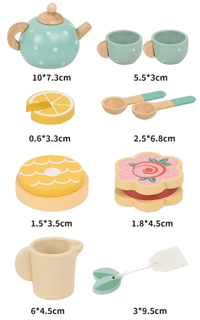 Holzspielzeug für Kinder, Kaffeemaschine, Spielzeug-Set, Kuchen, Eis, Teezeit, Spielset für Kleinkinder, Rollenspiel, Küchenzubehör, Geschenk für Kinder
