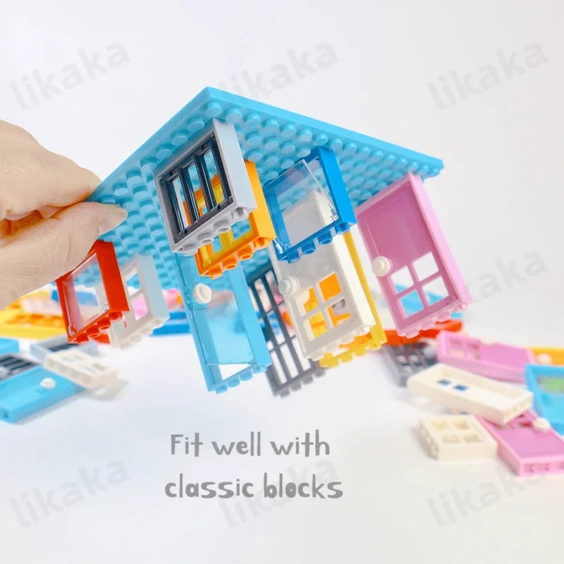 MOC Stadt Freunde Haus Tür Fenster Set Bausteine ​​Spielzeug Kompatibel Klassische Architektur Blöcke Teile DIY Ziegel Kinder Spielzeug