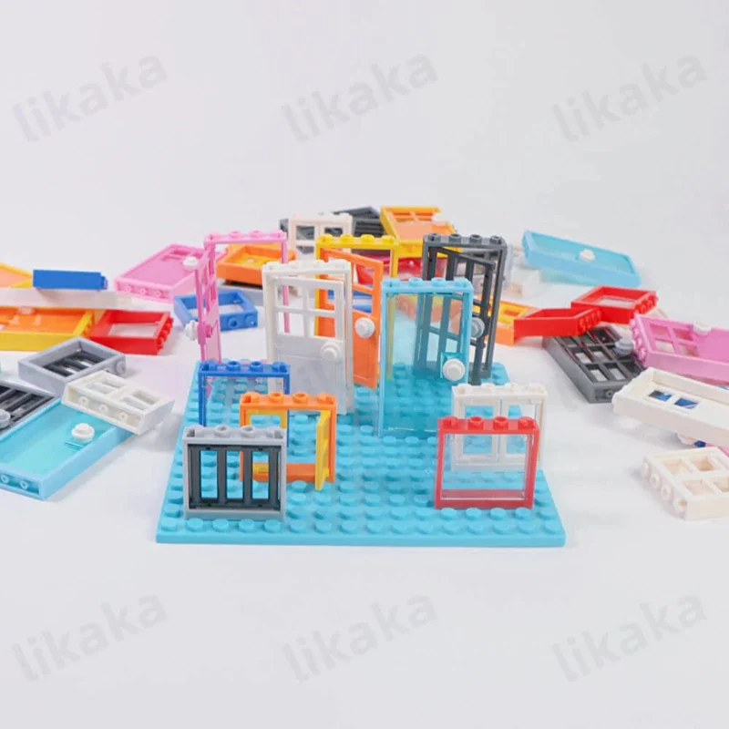 MOC Stadt Freunde Haus Tür Fenster Set Bausteine ​​Spielzeug Kompatibel Klassische Architektur Blöcke Teile DIY Ziegel Kinder Spielzeug