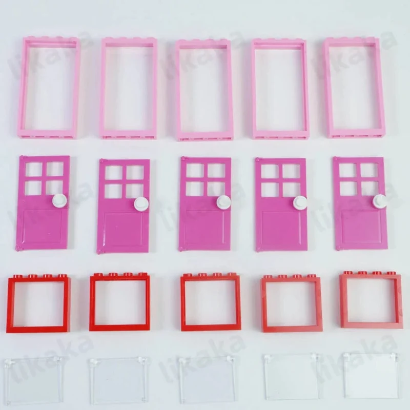MOC Stadt Freunde Haus Tür Fenster Set Bausteine ​​Spielzeug Kompatibel Klassische Architektur Blöcke Teile DIY Ziegel Kinder Spielzeug
