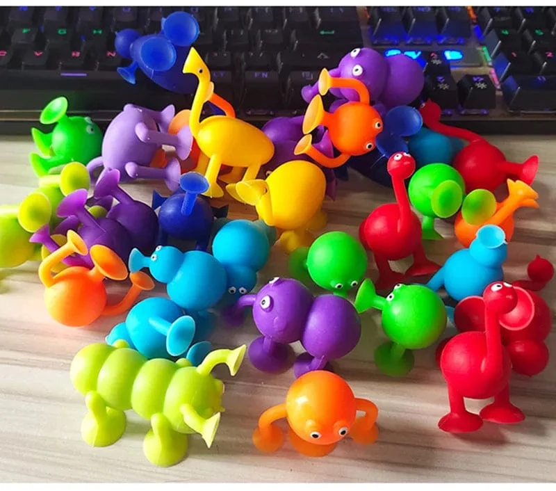 Tier-Sauger-Spielzeug, DIY-Silikonblock-Modell, Saugnapf, zusammengebaut, Konstruktion, pädagogisches lustiges Spielzeug, Jungen und Mädchen, Spielzeug zum Stressabbau