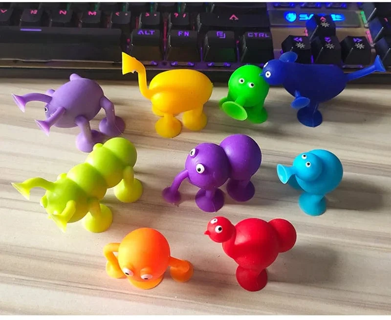 Tier-Sauger-Spielzeug, DIY-Silikonblock-Modell, Saugnapf, zusammengebaut, Konstruktion, pädagogisches lustiges Spielzeug, Jungen und Mädchen, Spielzeug zum Stressabbau