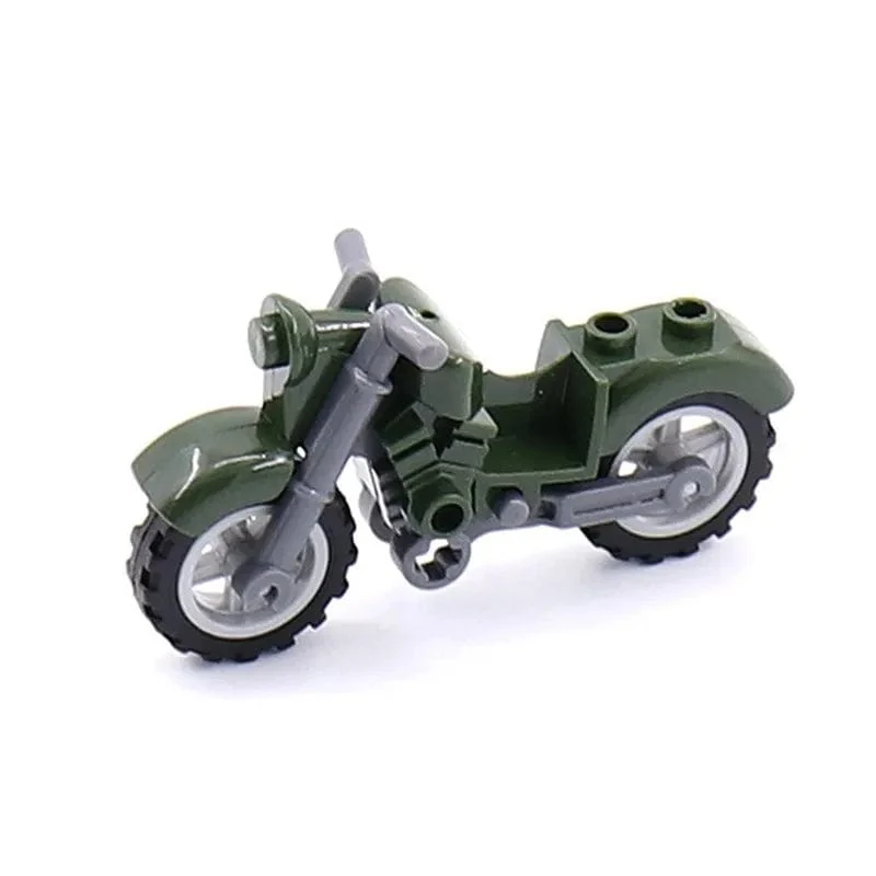 Militärwaffe Motorrad Buntes Spielzeug für Kinder Zubehör WW2 Motor Transporteinrichtung Militärs Kompatible Blöcke