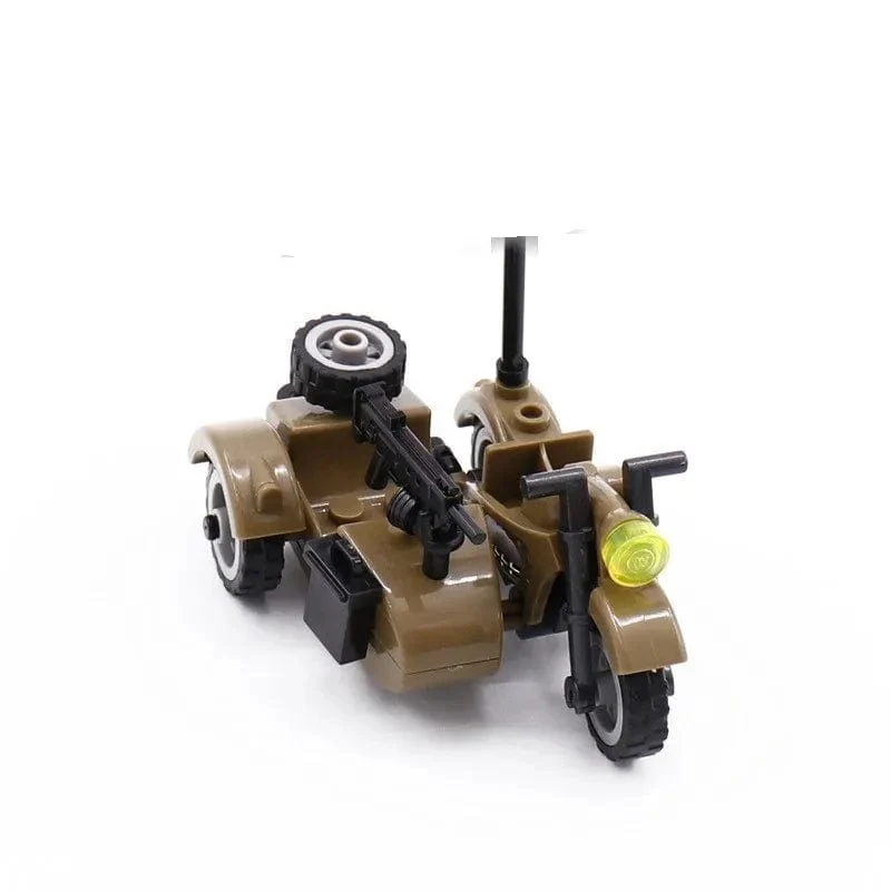 Militärwaffe Motorrad Buntes Spielzeug für Kinder Zubehör WW2 Motor Transporteinrichtung Militärs Kompatible Blöcke