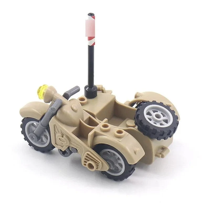 Militärwaffe Motorrad Buntes Spielzeug für Kinder Zubehör WW2 Motor Transporteinrichtung Militärs Kompatible Blöcke