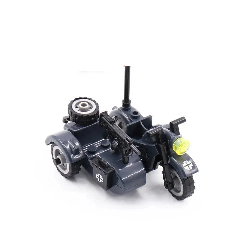 Militärwaffe Motorrad Buntes Spielzeug für Kinder Zubehör WW2 Motor Transporteinrichtung Militärs Kompatible Blöcke