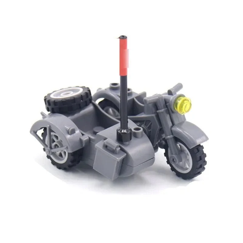 Militärwaffe Motorrad Buntes Spielzeug für Kinder Zubehör WW2 Motor Transporteinrichtung Militärs Kompatible Blöcke