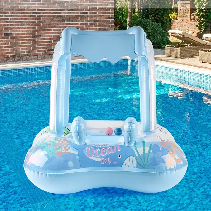 1 x Schwimmhilfe mit Baldachin für Kinder, Schwimmhilfe für Kleinkinder, Baby-Schwimmhilfe, Schwimmring für den Pool, Strandspielzeug für Partys