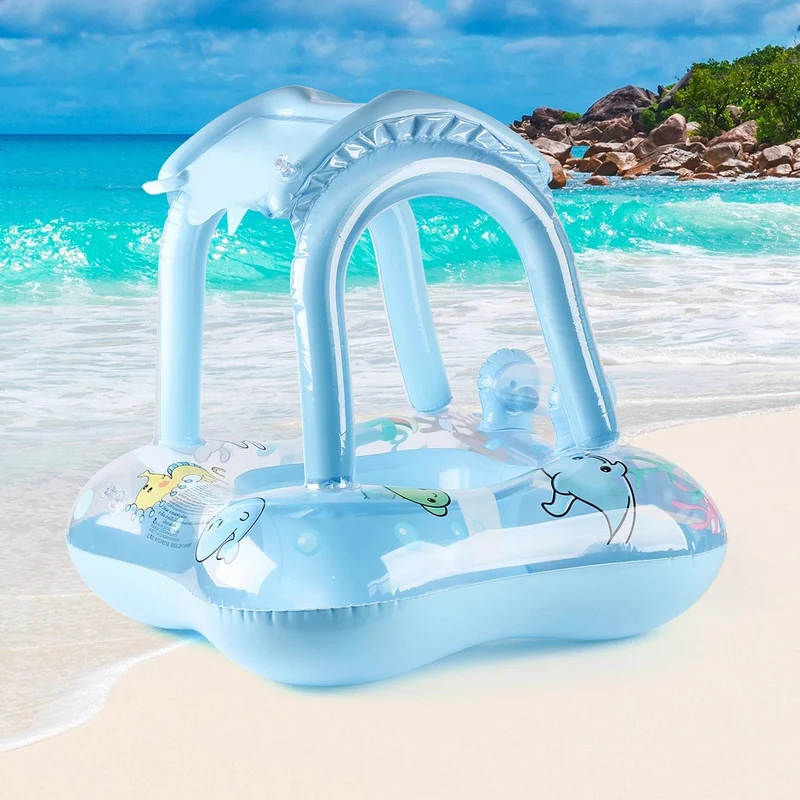 1 x Schwimmhilfe mit Baldachin für Kinder, Schwimmhilfe für Kleinkinder, Baby-Schwimmhilfe, Schwimmring für den Pool, Strandspielzeug für Partys