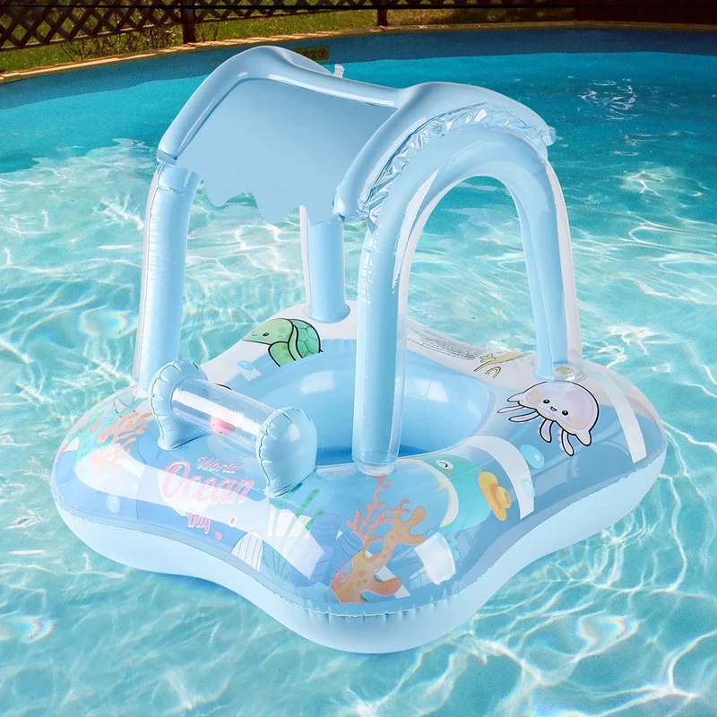 1 x Schwimmhilfe mit Baldachin für Kinder, Schwimmhilfe für Kleinkinder, Baby-Schwimmhilfe, Schwimmring für den Pool, Strandspielzeug für Partys