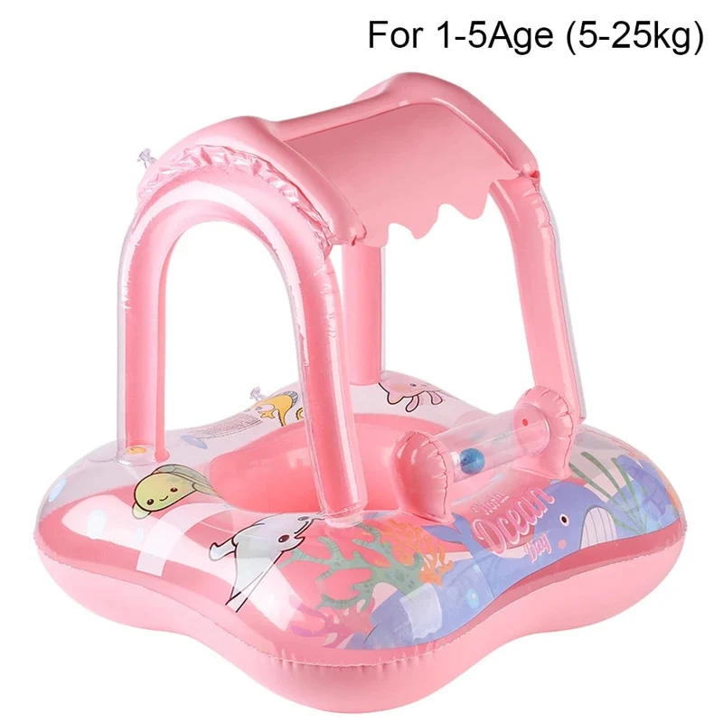 1 x Schwimmhilfe mit Baldachin für Kinder, Schwimmhilfe für Kleinkinder, Baby-Schwimmhilfe, Schwimmring für den Pool, Strandspielzeug für Partys