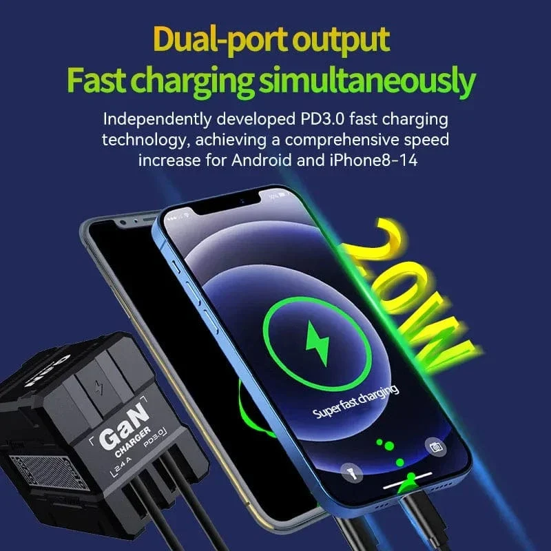 GaN 20W Schnelllade-PD3.0-Ladegerät Typ C-Beleuchtung für iPhone 12 13 Samsung Huawei Xiaomi Mobiltelefon EU/US-Stecker-Wandladegerät