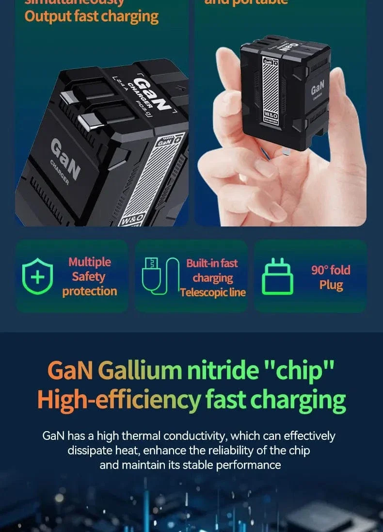 GaN 20W Schnelllade-PD3.0-Ladegerät Typ C-Beleuchtung für iPhone 12 13 Samsung Huawei Xiaomi Mobiltelefon EU/US-Stecker-Wandladegerät