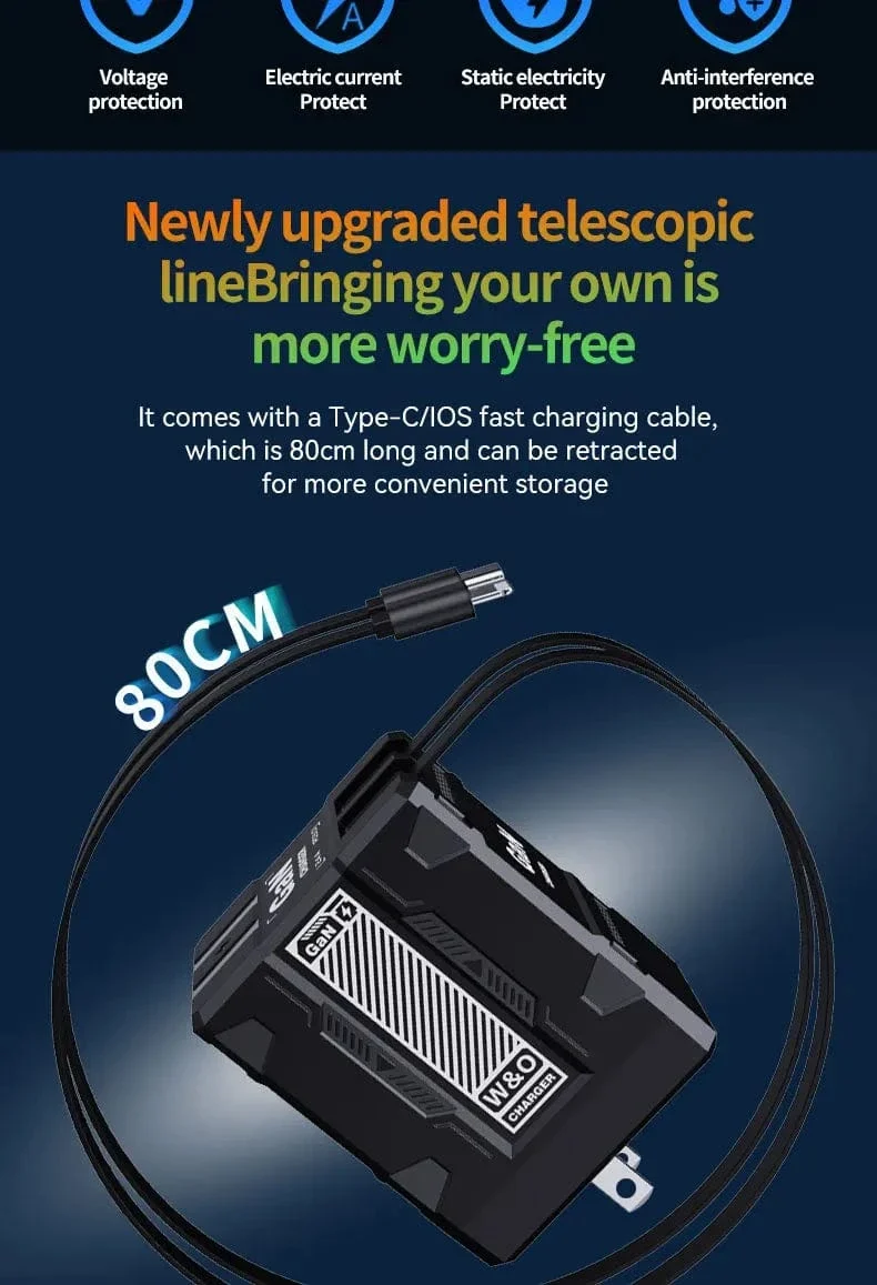 GaN 20W Schnelllade-PD3.0-Ladegerät Typ C-Beleuchtung für iPhone 12 13 Samsung Huawei Xiaomi Mobiltelefon EU/US-Stecker-Wandladegerät